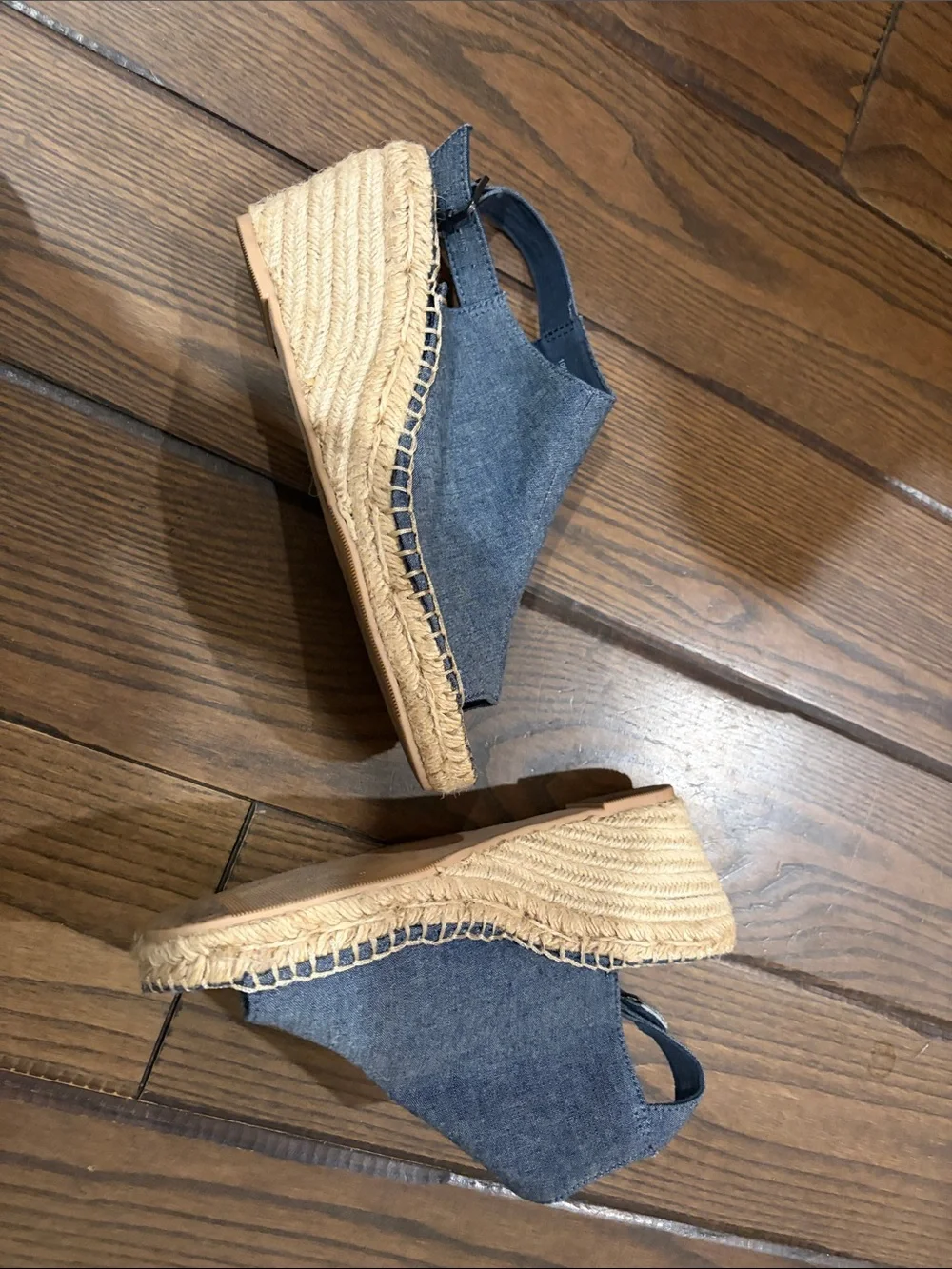 GAP Gray Open-Toe Espadrille Wedge Sandals
